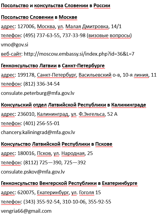 Получение шенгенской визы в Словению