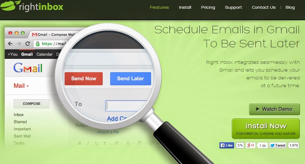 RightInbox, отправить письмо с опозданием в пару дней или часов