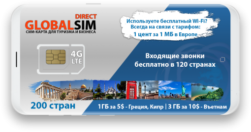 сим карта для роуминга, сим карта +для заграницы, сим карта +для интернета, Сим карты разных стран, Зарубежные сим карты в России, купить сим карту Глобалсим